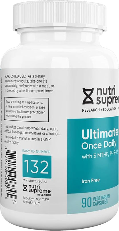Nutri Supreme Ultimate Multivitamin for Men and Women, with Over 20 Vitamins and Minerals, Daily Nutritional Supplement for Immune Support, Kosher, Vegetarian 90 Day Supply