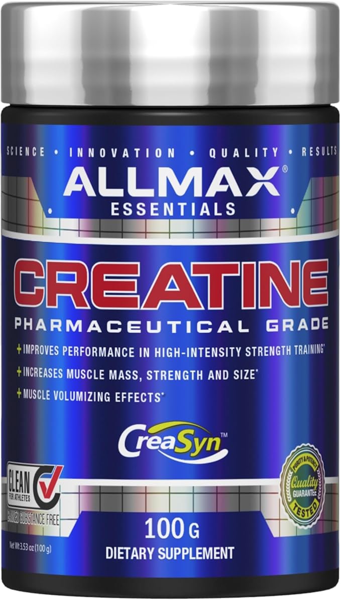 ALLMAX Essentials CREATINE - 100 g Powder - Improves Performance & Training Intensity - Vegan & Gluten Free - 20 Servings