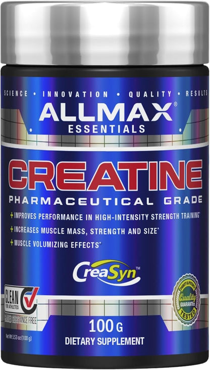 ALLMAX Essentials CREATINE - 100 g Powder - Improves Performance & Training Intensity - Vegan & Gluten Free - 20 Servings