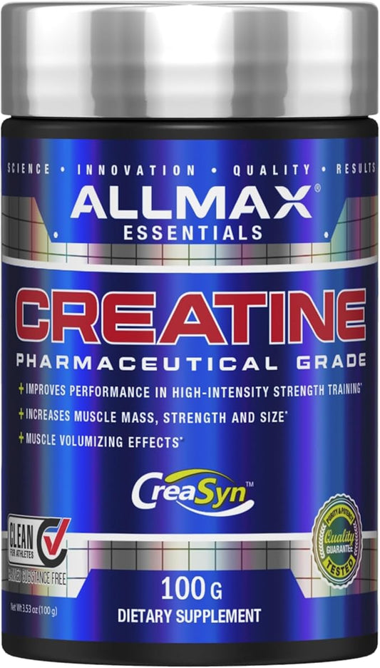 ALLMAX Essentials CREATINE - 100 g Powder - Improves Performance & Training Intensity - Vegan & Gluten Free - 20 Servings