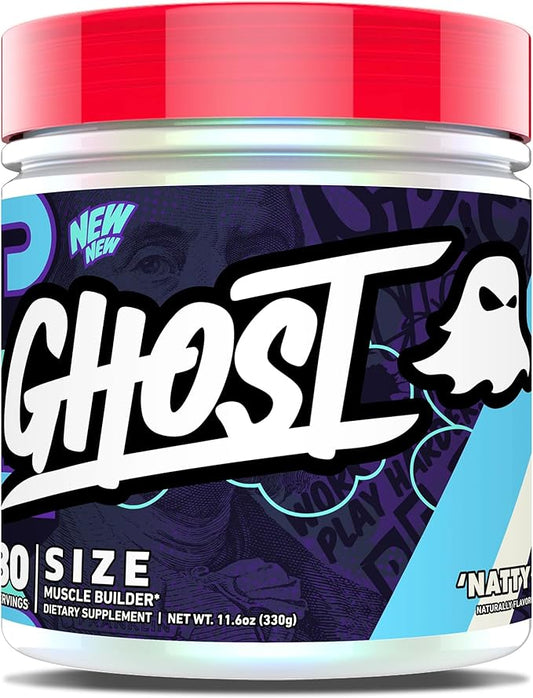 GHOST Size V3 Muscle Builder Dietary Supplement - Natty, 30 Servings – Support Muscle Growth & Strength Building for Men & Women - Creatine & Betaine - Free of Sugar & Gluten