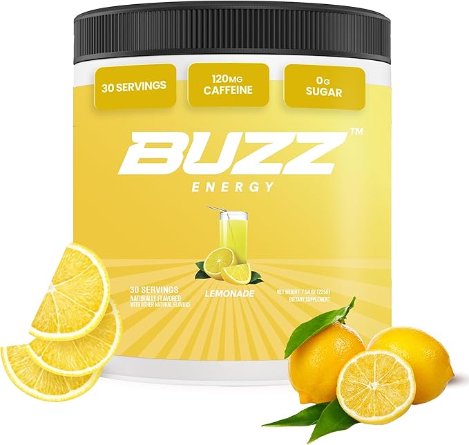 Morning Buzz Energy Drink Powder - Energy Boost Energy Drink - Sugar-Free Energy with Antioxidants - Morning Kick and Sports Nutrition Endurance Product - 30 Servings, Lemonade, 8 Ounces