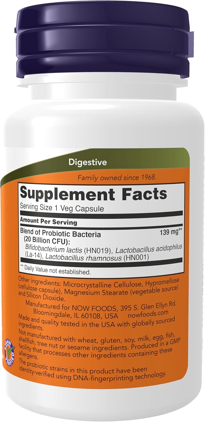NOW Foods Supplements, Women's Probiotic, 20 Billion, Specially Formulated using Three Clinically Tested Probiotic Strains, 50 Veg Capsules