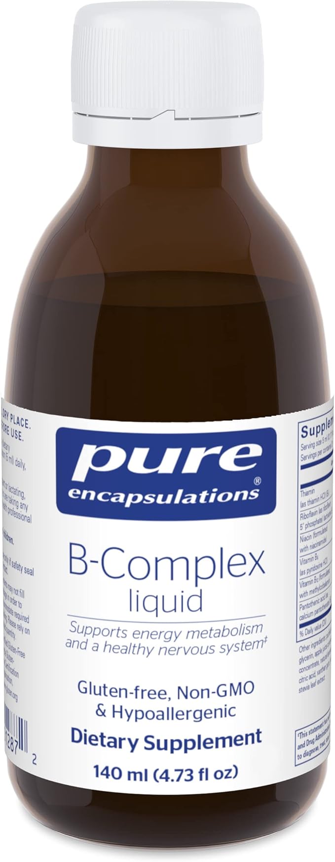 Pure Encapsulations B-Complex Liquid - Liquid Vitamin B Complex - for Nerve & Energy Metabolism* - Gluten Free & Vegetarian - 4.73 oz (140 mL)