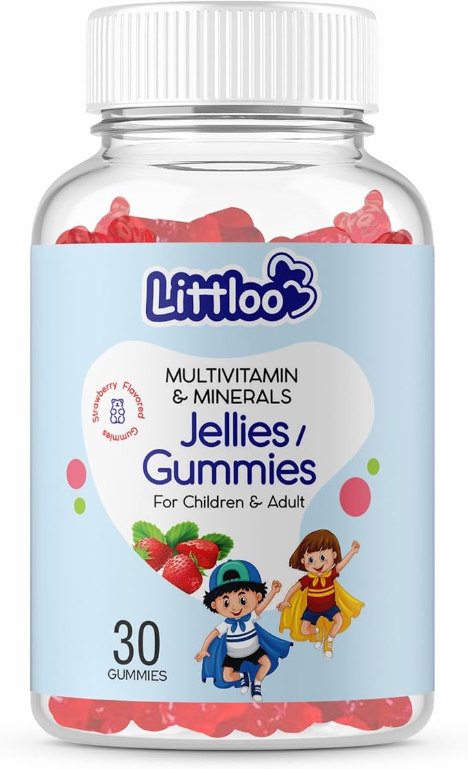 LITTLOO Multivitamin Gummies for Kids | Essential Daily Nutrition for Growing Minds | 30 Strawberry Flavoured Gummies for Improved Energy and Immunity - Pack of 1
