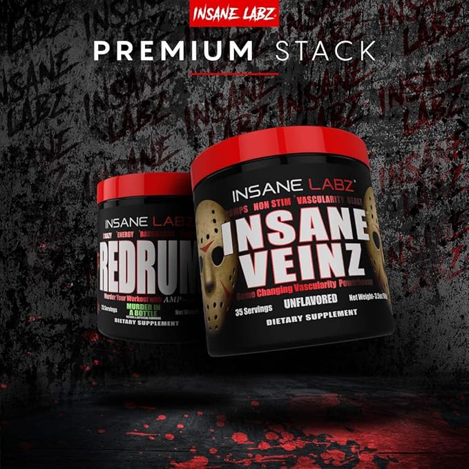 Insane Labz Insane Veinz Non Stimulant NO Enhancing Powder, Nitric Oxide Booster, Loaded with Agmatine Sulfate and Betaine Anhydrous, Increase Vascularity, 35 Srvgs, Apple