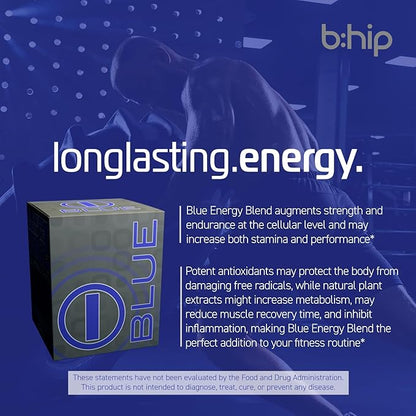 Energy Drink Powder, bHIP Blue Energy Blend 30 Drink Mix Packets. Energy Powder Powered by Guarana. Natural Energy Drinks for Strength and Endurance. Natural Energy for Strength and Endurance