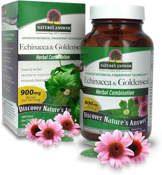 Nature's Answer Echinacea & Goldenseal | Dietary Supplement | Supports a Healthy Immune System | Non-GMO & Kosher Certified | Vegetarian/Vegan Capsules 90ct