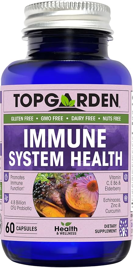 Immune System Health - Sambucus Elderberry, Vitamin C, Echinacea, Turmeric Curcumin, Garlic, Zinc & More for Adult's Wellness Support. Boost Your Body and Mind!