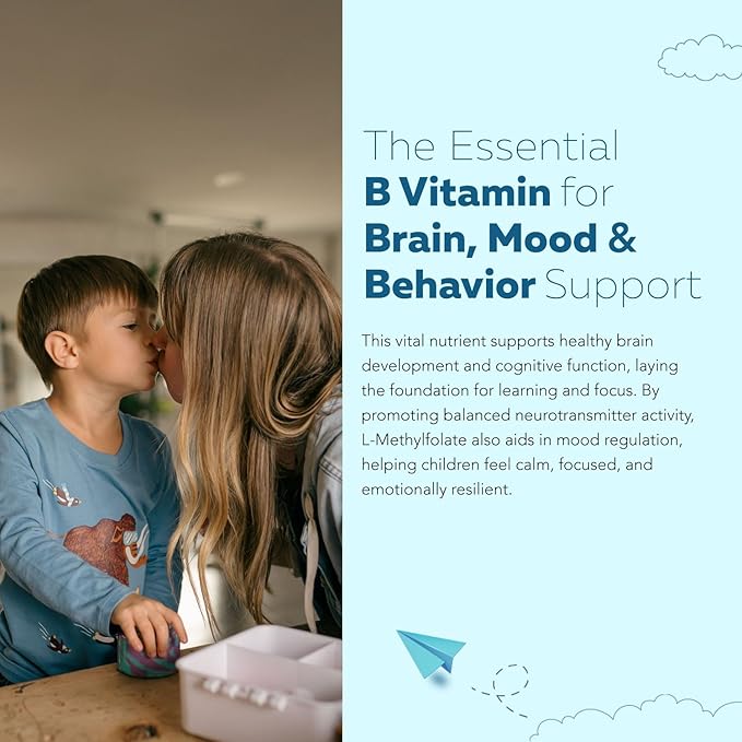 Organic Kids Methylfolate + Methyl B12 Cofactor - Organic Berry Flavor, Sublingual Form - 5-MTHF Form, Superior Form of Folate - Adjustable Dosing for All Ages - Mood, Behavior, Cognition - 1 oz.