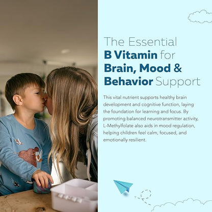 Organic Kids Methylfolate + Methyl B12 Cofactor - Organic Berry Flavor, Sublingual Form - 5-MTHF Form, Superior Form of Folate - Adjustable Dosing for All Ages - Mood, Behavior, Cognition - 1 oz.