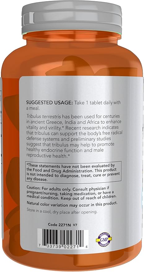NOW Foods Sports Nutrition, Tribulus (Tribulus terrestris) 1,000 mg, Double Strength, Men's Health, 180 Tablets