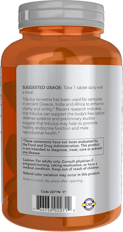 NOW Foods Sports Nutrition, Tribulus (Tribulus terrestris) 1,000 mg, Double Strength, Men's Health, 180 Tablets