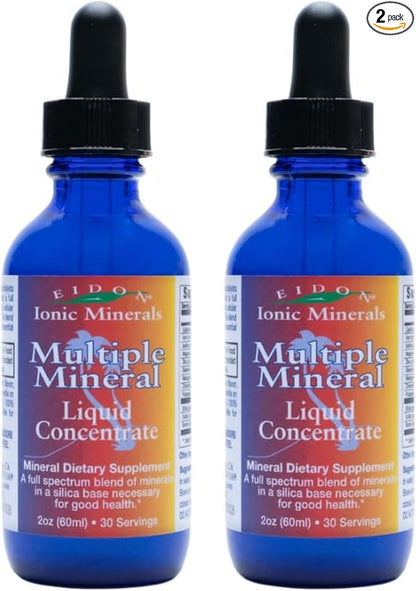 Eidon Multiple Minerals Supplement - Ionic Trace Mineral Drops for Water, Natural Liquid Vitamins to Support Heart Health and Hydration, No Preservatives - 2 oz, 2 Pack