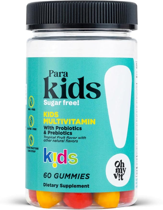 OH MY VIT! para Kids Gummy Multivitamin with Probiotics & Prebiotics, Tropical Fruit Flavor for Children Ages 4+, 60 Count