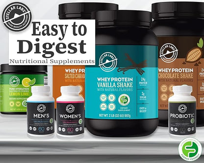 Stellar Labs Whey Protein Powder with BCAA's & Whey Isolate | Certified Low FODMAP, Non GMO, Gluten Free, Soy Free, Low Carb, Keto, with Stevia | All Natural Lean Post Workout Shakes | Vanilla