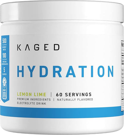 Kaged Electrolyte Hydration Powder | Lemon Lime | Sports Drink for Men and Women | Pre, Post, Intra Workout Supplement | 60 Servings