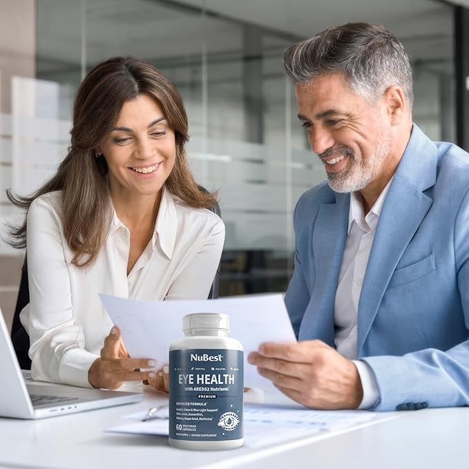 NuBest AREDS 2 Eye Vitamins Eye Health with Beta Carotene Carrot Powder, 20mg Lutein, 4mg Zeaxanthin, Bilberry, Grape Seed, BioPerine, B-Complex, Multivitamin for Eye Health - 60 Vegan Capsules