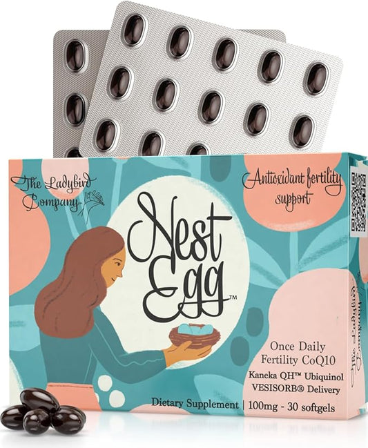 Nest Egg Ubiquinol CoQ10 100mg - Premium CoQ10 Fertility Supplement for Women - Made in USA - 3rd Party Tested - Once Daily Softgels (30 Count)