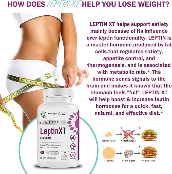 LeptinXT - Leptin Supplements for Weight Loss for Women, Healthy Fat Burner Pills, Advanced Strength Fat Burners for Women Weight Loss, Ideal Womens Fat Burner & Diet Pills, 60 Ct.