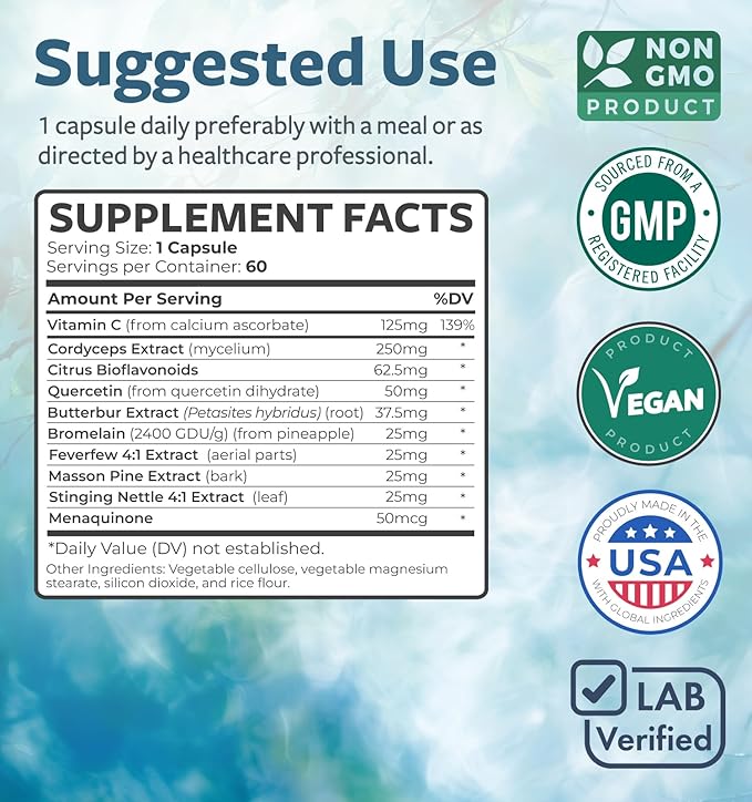 Respiratory Lung Health Supplement - Invigorating Lung Support Supplement Helps Support Clear Airways Mucus Removal and Seasonal or Year Round Lung Detox - Vegan Herbal Clear Lungs Formula (2 Months)