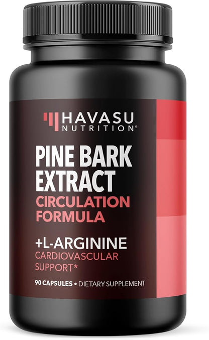 L Arginine Pine Bark Extract Capsules - Potent 2X Formula Nitric Oxide Supplement for Men with 1800mg LArginine and 100mg French Pine Bark - Endurance Performance Recovery - 90 Count 1-Month Supply