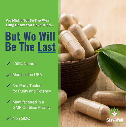 Mullein Lung Detox for Smokers to Support Healthy Lungs and Clear Breathing, All-Natural Lung Cleanse, Herbs and Proven Nutrients, 60 Capsules