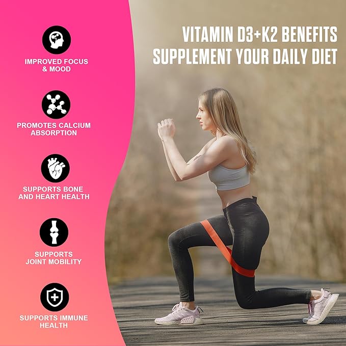 Vitamin D3 + K2 Sugar Free Gummies, 10000 IU Vitamin D3 + 250 mcg Vitamin K2, Supports Bone & Heart Health for Adults, Promotes Calcium Absorption & Immune Health, Non-GMO, 60 Gummies