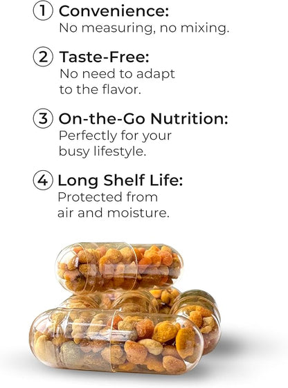 Bee Pollen Vegetarian Capsules with Vitamin C, Natural Organic Supplement, Fermented Pollen Granules, Multivitamin, Immune, Energy Support (100 caps)