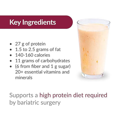 Bariatric Advantage High Protein Meal Replacement Drink Mix, Protein Powder Whey Isolate for Gastric Bypass and Sleeve Gastrectomy Patients, 27g Protein, Lactose Free - Orange Cream - 28 Servings