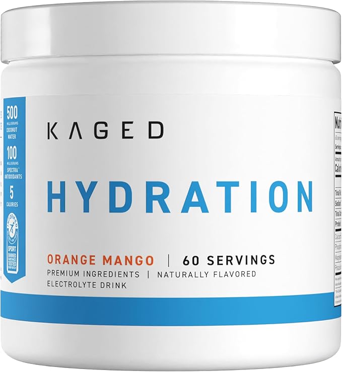 Kaged Electrolyte Hydration Powder | Hydracharge Orange Mango | Sports Drink for Men and Women | Pre, Post, Intra Workout Supplement | 60 Servings