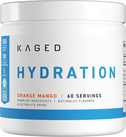 Kaged Electrolyte Hydration Powder | Hydracharge Orange Mango | Sports Drink for Men and Women | Pre, Post, Intra Workout Supplement | 60 Servings