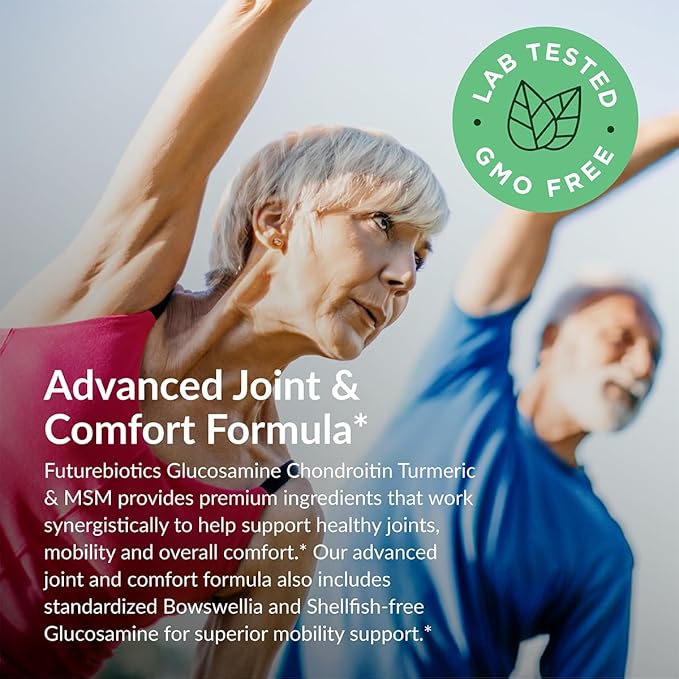 Futurebiotics Glucosamine Chondroitin Turmeric & MSM Advanced Joint Formula, Supports Healthy Joints & Mobility - Non-GMO, 180 Capsules