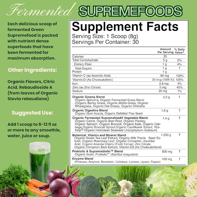 Divine Health Dr. Colbert, MD Superfood Package | 30 Servings of Green Supremefood & Red Supremefood 14 Organic and Fermented Green Vegetables and Grasses | 8 Organic Fruits