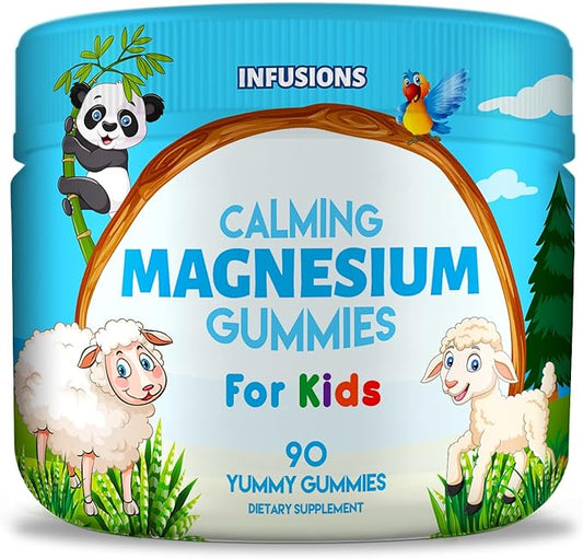 Infusions Calm Magnesium Gummies for Kids 90 Count - Healthy Muscle Bone Energy Support Soft and Delicious Vegan Friendly & Non-GMO