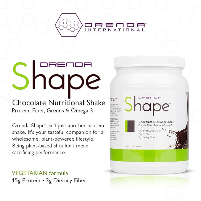 Orenda Shape®: Chocolate Flavor: Plant-Powered Protein Shake with Pea & Brown Rice Protein Blend, Green Superfoods, and Fiber-Rich Goodness | Ready-to-Serve Nourishment - 21.4oz