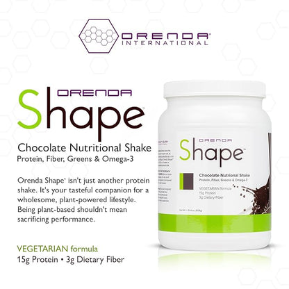 Orenda Shape®: Chocolate Flavor: Plant-Powered Protein Shake with Pea & Brown Rice Protein Blend, Green Superfoods, and Fiber-Rich Goodness | Ready-to-Serve Nourishment - 21.4oz