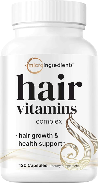 Hair Growth Vitamins Complex, 120 Capsules | 14-in-1 Formula with 5,000mcg Biotin, Collagen, Keratin, Vitamin C, Saw Palmetto & More | Vitaminas Para El Cabello | Promotes Natural Growth & Thickness