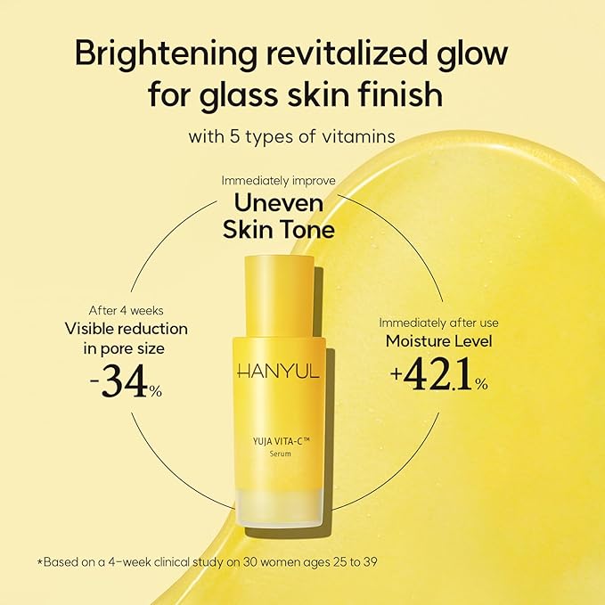 HANYUL Yuja (Yuzu) Vitamin C Face Serum | Facial Treatment with Vitamin C Capsule, Multi Vitamin for Brigtening, Taurine for Firming, 1.01 fl.oz.