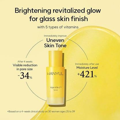 HANYUL Yuja (Yuzu) Vitamin C Face Serum | Facial Treatment with Vitamin C Capsule, Multi Vitamin for Brigtening, Taurine for Firming, 1.01 fl.oz.