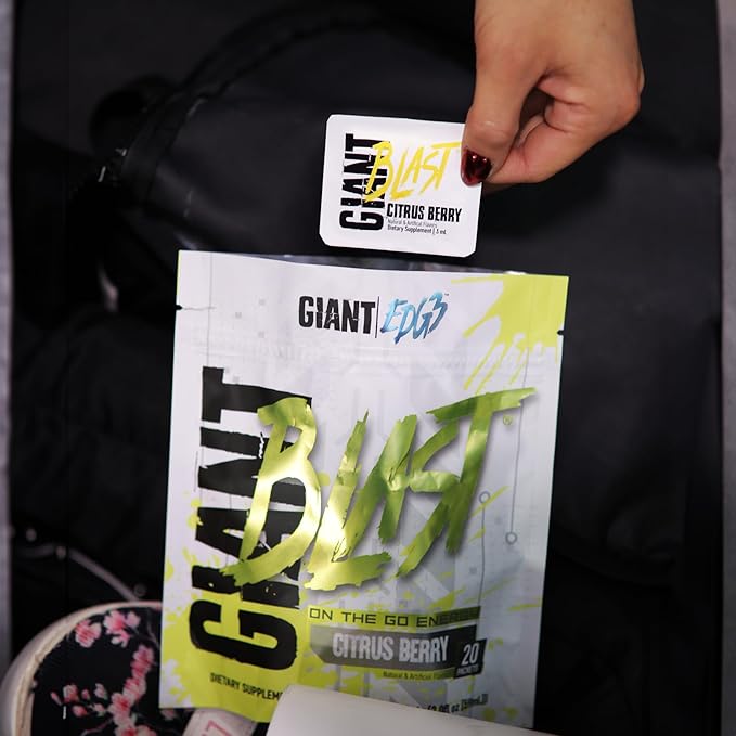Giant Edge Series Giant Blast - On the Go Energy Formula, Caffeinated Energy Shot with Glycerol and Nootropics for Energy & Endurance (Citrus Berry, 20 Pack)