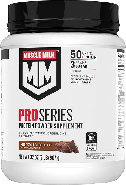 Muscle Milk Pro Series Knockout Chocolate Protein Powder, 5 Pound 28 Servings & 2 Pound 11 Servings
