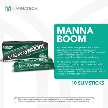 Mannatech Advanced Immune Support Supplement - 150% More Vitamin C, Increased Manapol, Zinc & Glyconutrients for Immunity in MannaBOOM, 30 Slimsticks
