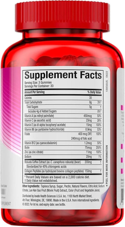 Hydroxycut Gummies +Women, Strawberry - 99% Caffeine Free - Supports Hair, Skin & Nails - Metabolize Carbs, Proteins & Fats