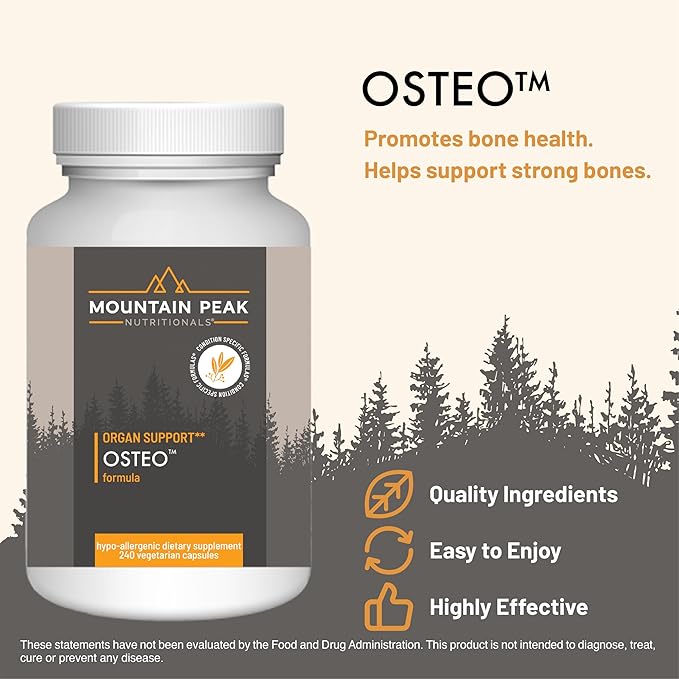Mountain Peak Nutritionals Osteo Supplement - Organ & Strong Bone Support, Promotes Bone Health - With Vitamins D3, K2, Calcium, and Magnesium - Bone Building & Strengthening (240 Vegetarian Capsules)
