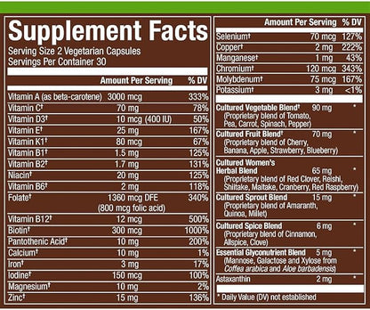 Fermented Whole Food WomenaTMs 50+ Multivitamin (60 Vegetarian Capsules)