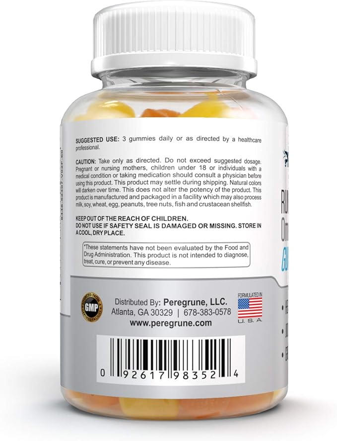 Runner Omega 3, 6, and 9 Gummies Plus DHA - Daily Running Supplements – 50% Less Sugar – Heart & Joint Health Gummy for Athletes – GMP Certified