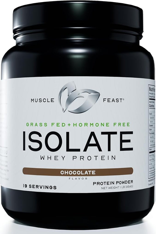 Muscle Feast Grass-Fed Whey Protein Isolate, All Natural Hormone Free Pasture Raised, Chocolate, 1lb
