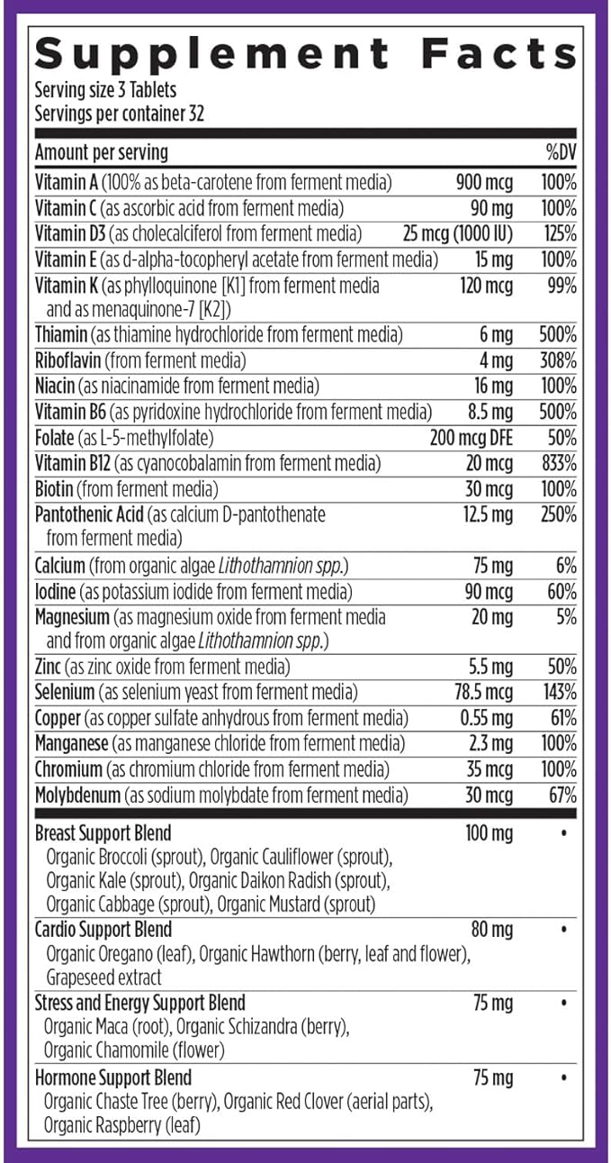 New Chapter Women's Multivitamin 40+ Advanced Formula for Heart, Hormone, Immune & Energy Support, Higher Levels of Whole-Food Fermented B Vitamins +D3, Made with Organic Non-GMO Ingredients, 96 Count