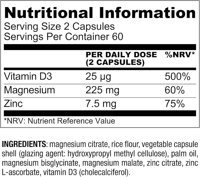 Live Conscious Magnesium Zinc & Vitamin D3 - Bioavailable Forms of Magnesium - Malate, Glycinate, Citrate - MagWell Bone & Heart Health, Immune System Support - 120 Capsules (2-Pack)